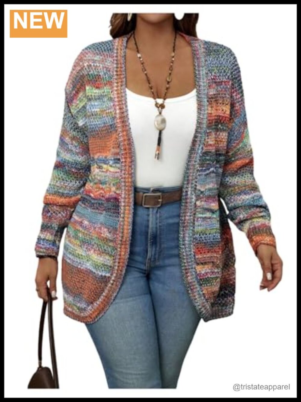 Plus Size Open Front Cardigan Knitted Long Sleeve Duster Sweater